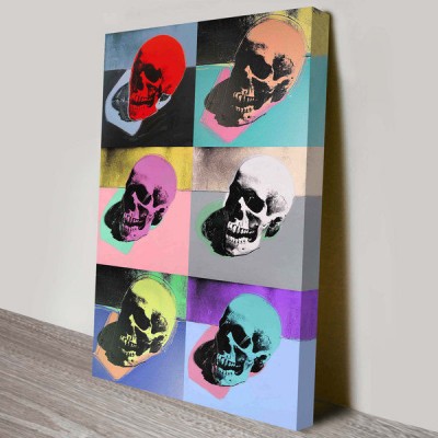Skulls Pop Art Canvas Print Wall Hanging Giclee Andy Warhol Framed BIG 61x81cm   332321236270